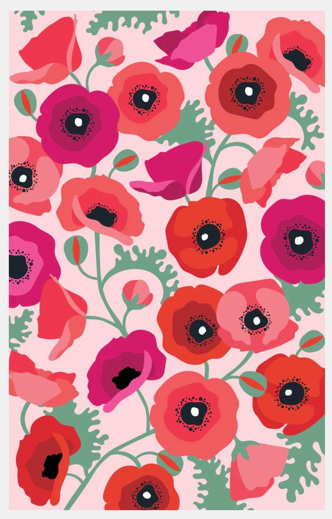 Poppies Cotton Kitchen tea towel