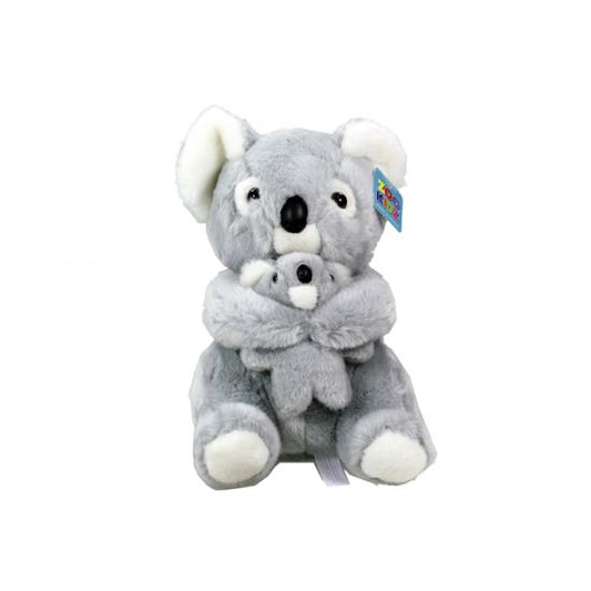 Australian Souvenir Koala with Joey Soft Plush Cuddly Stuffed Toy Kids Gift 30cm Grey or Pink