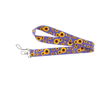 PURPLE SUNFLOWER LANYARD, 50cm NECK STRAP, KEY CHAIN ID CARD CELL PHONE