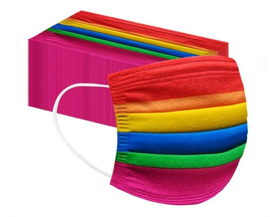 Ten Multi Coloured Disposable Face Mask